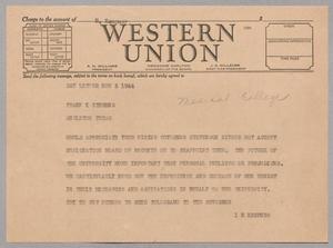 [Telegram from Isaac H. Kempner to Frank K. Stevens, November 3, 1944]