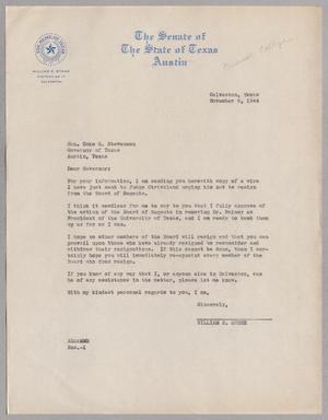 [Letter from William E. Stone to Coke R. Stevenson, November 2, 1944]