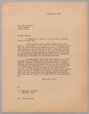 [Letter from Isaac H. Kempner to Karl Lovelady, October 30, 1944]