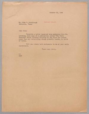 [Letter from Isaac H. Kempner to John W. McCullough, October 20, 1944]