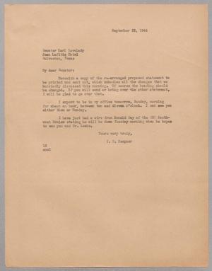 [Letter from I. H. Kempner to Karl Lovelady, September 23, 1944]