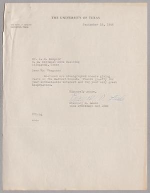 [Letter from Chauncey D. Leake to Isaac Herbert Kempner, September 18, 1944]