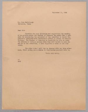 [Letter from I. H. Kempner to John McCullough, September 11, 1944]