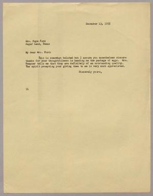 [Letter from Isaac H. Kempner to Faye Ford, December 13, 1955]