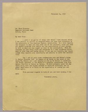 Primary view of object titled '[Letter from I. H. Kempner to Mr. Fred Florence, November 14, 1955]'.