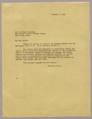 [Letter from Isaac H. Kempner to R. Wright Armstrong, November 8, 1955]
