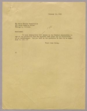 [Letter from Isaac H. Kempner to The First Boston Corporation, October 13, 1955]
