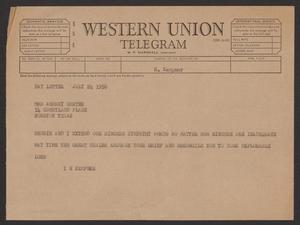 [Telegram from I. H. Kempner to Aubrey Carter - July 24, 1956]