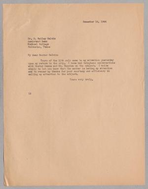 [Letter from Isaac H. Kempner to D. Bailey Calvin, December 19, 1944]