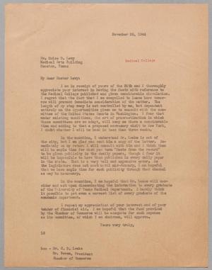 [Letter from I. H. Kempner to Moise D. Levy, November 25, 1944]