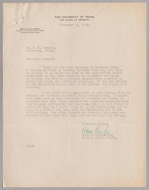 [Letter from Orville Bullington to Isaac H. Kempner, November 14, 1944]