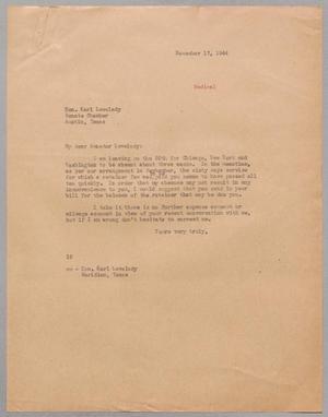 Primary view of object titled '[Letter from I. H. Kempner to Karl Lovelady, November 17, 1944]'.
