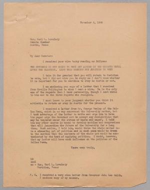 [Letter from Isaac H. Kempner to Karl L. Lovelady, November 6, 1944]