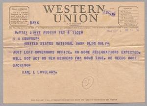 [Telegram from Karl L. Lovelady to I. H. Kempner, November 4, 1944]