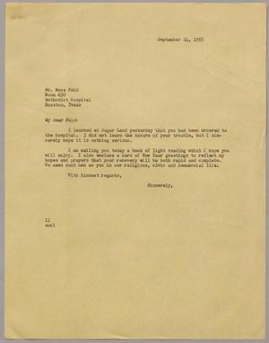 [Letter from I. H. Kempner to Mr. Mose Feld, September 14, 1955]