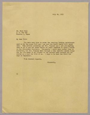 [Letter from I. H. Kempner to Mr. Mose Feld, July 26, 1955]