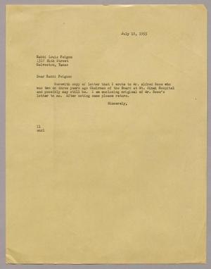 [Letter from Isaac Herbert Kempner to Rabbi Louis Feigon, July 18, 1955]