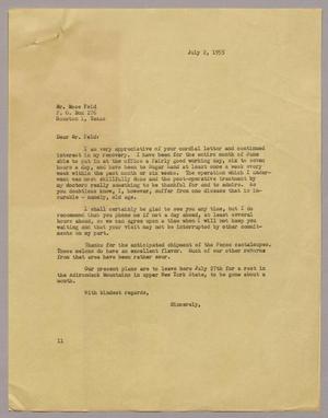 [Letter from I. H. Kempner to Mr. Mose Feld, July 2, 1955]