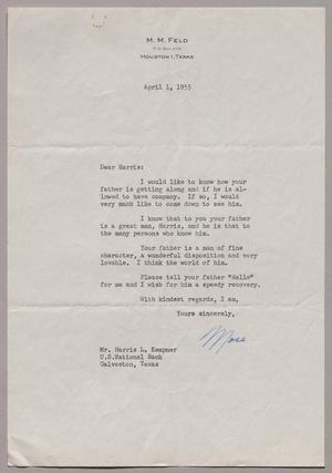 [Letter from Mose M. Feld to Harris Leon Kempner, April 1, 1955]