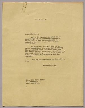[Letter from D. W. Kempner to Ella Marie Frank, March 24, 1955]