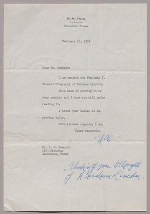[Letter from Mose M. Feld to I. H. Kempner, February 25, 1955]