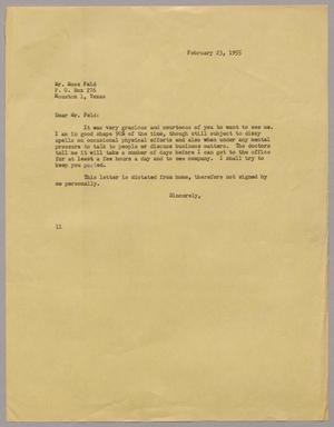 [Letter from I. H. Kempner to Mr. Mose Feld, February 23, 1955]