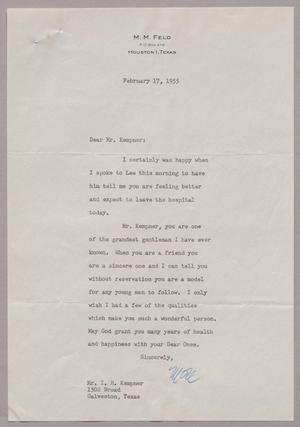 [Letter from Mose M. Feld to I. H. Kempner, February 17, 1955]