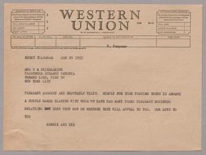 [Telegram from Henrietta and Isaac H. Kempner to Mrs. E. M. Friedlander, January 20, 1955]