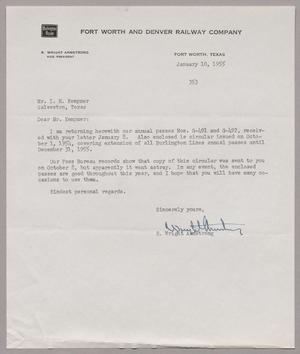 [Letter from R. Wright Armstrong to Mr. I. H. Kempner, January 10, 1955]