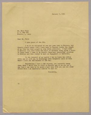 Primary view of object titled '[Letter from I. H. Kempner to Mr. Mose Feld, January 7, 1955]'.