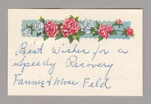 [Greeting card from Fannie and Mose Feld to Isaac H. Kempner, 1955]