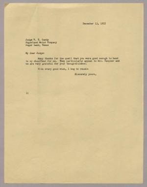 [Letter from Isaac H. Kempner to W. T. Gandy, December 13, 1955]