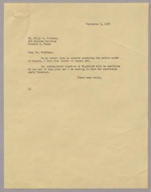 [Letter from I. H. Kempner to Mr. Billy B. Goldberg, September 5, 1956]