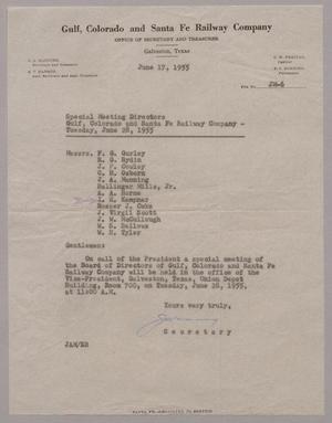 [Letter from the Gulf, Colorado and Santa Fe Railway Company, June 17, 1955]