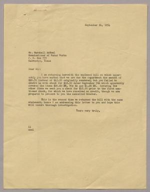 [Letter from I. H. Kempner to Mr. Marshall McNeel, September 24, 1954]