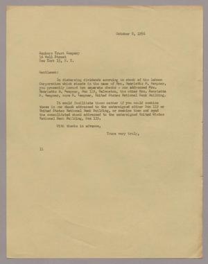 [Letter from I. H. Kempner to Bankers Trust Company - October 8, 1956]