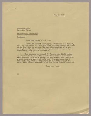 [Letter from I. H. Kempner to The Buccaneer Hotel - July 23, 1956]