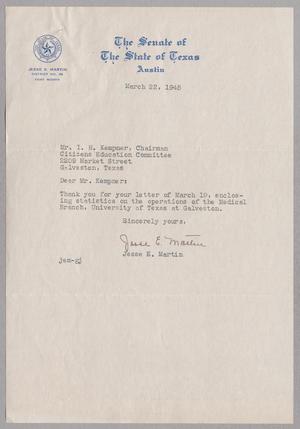 [Letter from Jesse E. Martin to I. H. Kempner, March 22, 1945]