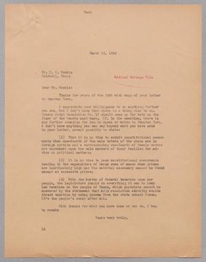 [Letter from Isaac H. Kempner to H. H. Womble, March 15, 1945]