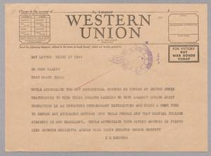 [Telegram from Isaac H. Kempner to Dr. Webb Walker, March 17, 1945]