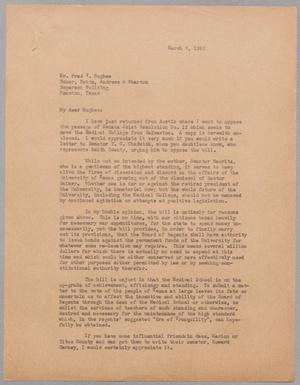 [Letter from Isaac H. Kempner to Fred V. Hughes, March 9, 1945]