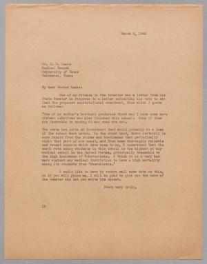 [Letter from Isaac H. Kempner to C. D. Leake, March 9, 1945]