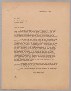 [Letter from I. H. Kempner to J. Evetts Haley, February 21, 1945]