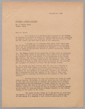 [Three copies of a Letter from I. H. Kempner to J. Evetts Haley, February 16, 1945]