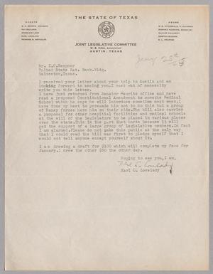 [Letter from Karl L. Lovelady to I. H. Kempner, January 25, 1945]