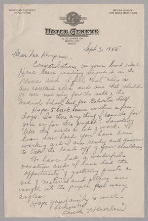 [Letter from Rosella Werlin to I. H. Kempner, September 3, 1945]