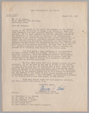 [Letter from Chauncey D. Leake to I. H. Kempner, August 28, 1945]