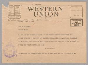 [Telegram from I. H Kempner to Karl L. Lovelady, May 7, 1945]