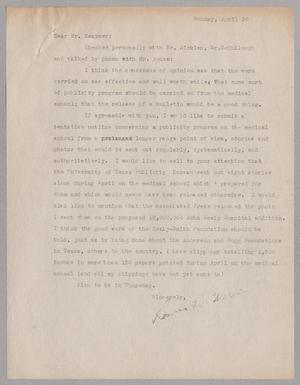 [Letter from Rosella Werlin to I. H. Kempner, April 30, 1945]
