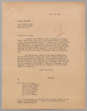 [Letter from I. H. Kempner to Rosella Werlin, April 28, 1945]